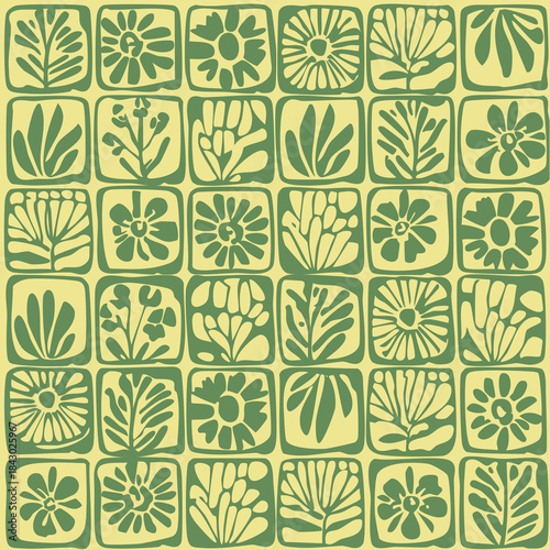 Botanical Icon Grid – Stylized Floral Tile Set