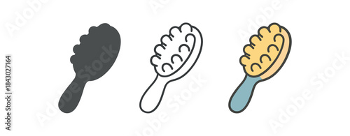 baby care icons one flat solid monochrome one thin black outline black and white one full color flat icon baby brush gentle bristles