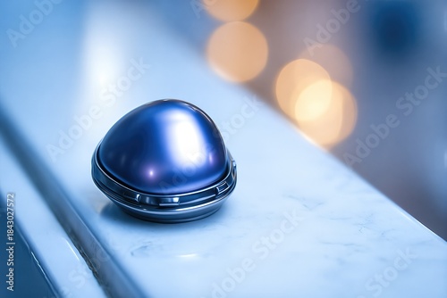 A Transhumanism Themed Cybernetic Implant is Positioned on a Flat Surface