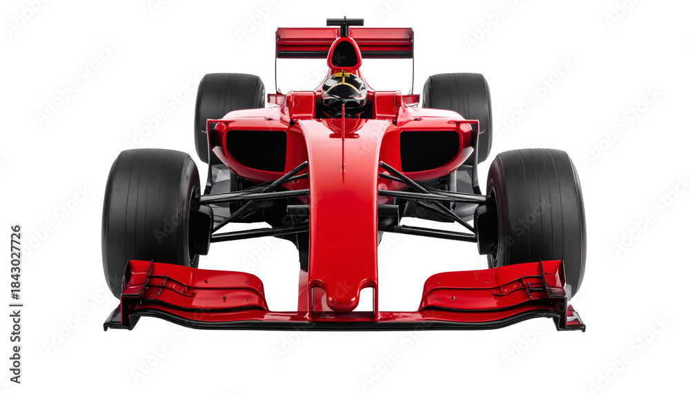 Obraz premium Bold red Formula One race car ready for high-speed action on the track with aerodynamic design and powerful engine