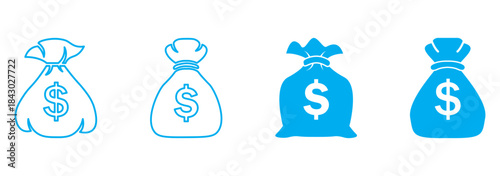 Minimalist Money Icon Set Vector Collection of Black Cash and Banknote Symbols for Finance