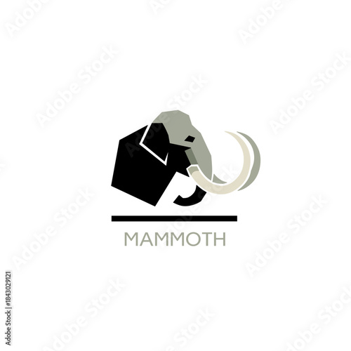 ​Modern Geometric Woolly Mammoth Head Logo Vector Icon