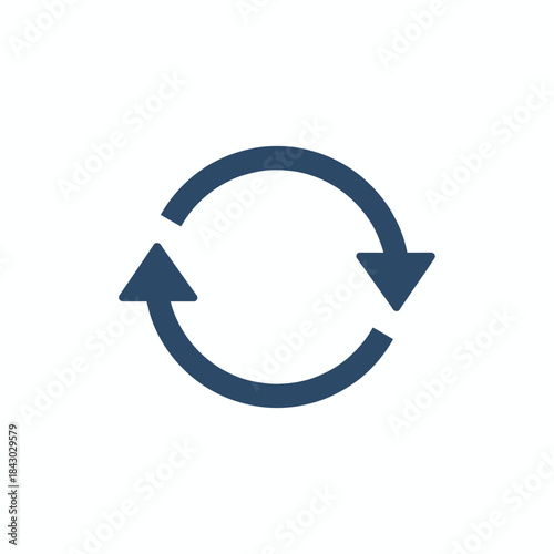 Dark blue circular arrows icon with opposing arrowheads on a white background