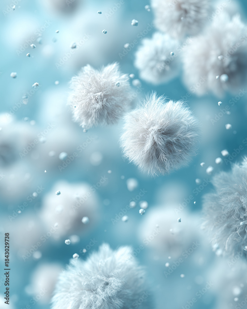 Obraz premium Floating virus cells under microscope 