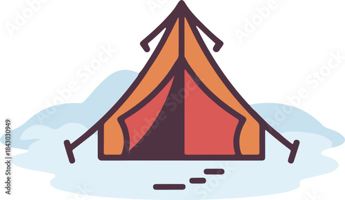Winter camping tent icon.