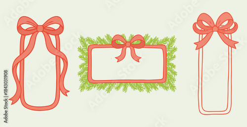 Vintage christmas tags with ribbons and bows
