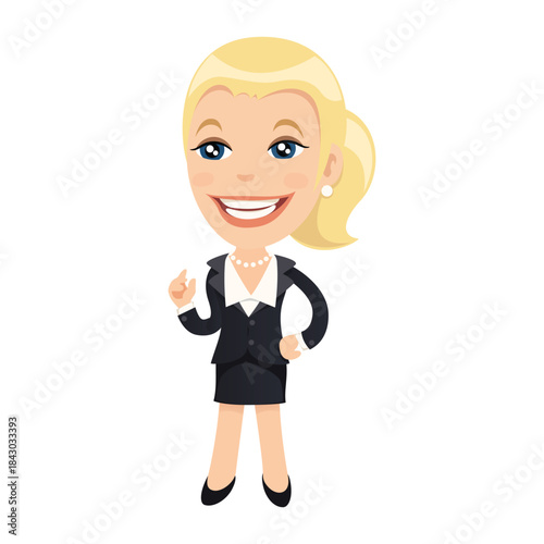 Cartoon Businesswoman Character Set – Professional Female Office Worker Illustration