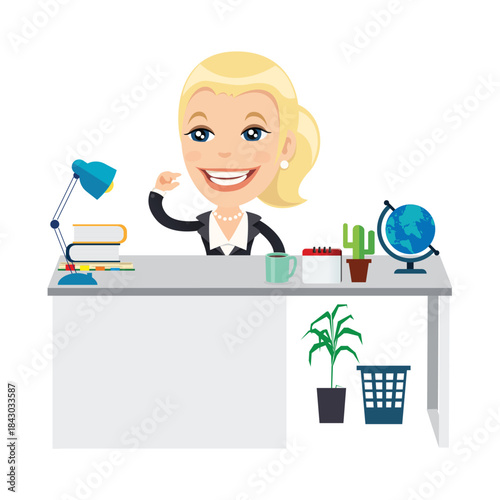 Cartoon Businesswoman Character Set – Professional Female Office Worker Illustration