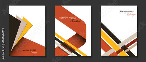 Set of cover design with geometric shape decoration. Modern cover with orange shape. Suit for banner, poster, invitation and others