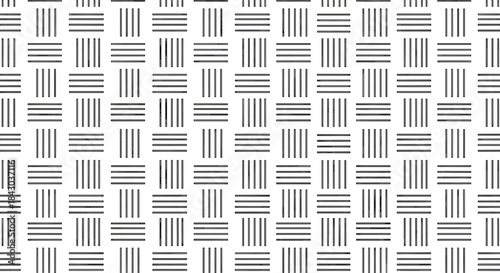 Seamless black and white pattern of hand-drawn intersecting horizontal and vertical lines creating a sketchy grid or plaid design.