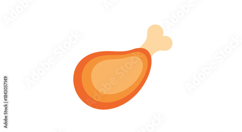 Simple flat design icon of a cooked chicken leg or drumstick, a common symbol for poultry, fried chicken, or meat products.