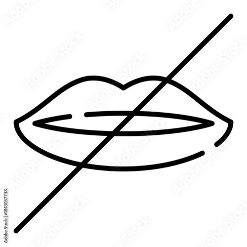 Mute, can't speak, disabled black line icon