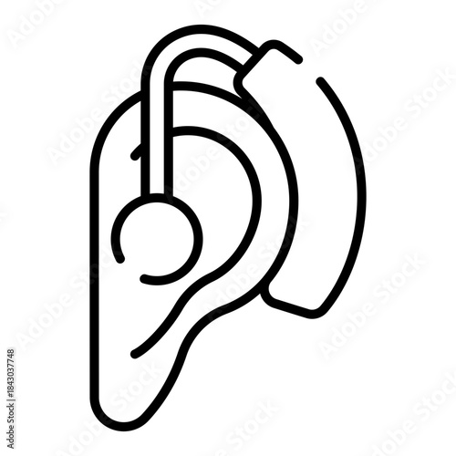 Hearing aid black line icon