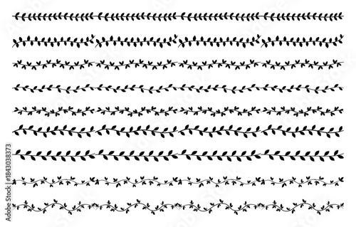 Set of hand drawn floral branch and leaf vector dividers decorative nature borders collection