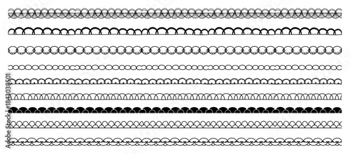 Decorative seamless borders set Geometric and ornamental line art dividers