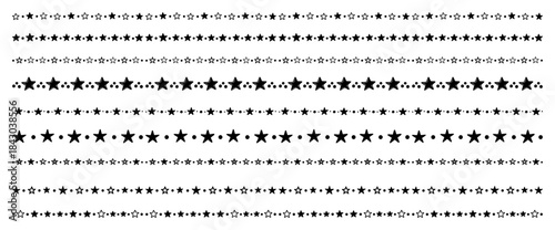 Vector set of simple star seamless borders and decorative dividers for design