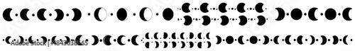 Set of moon phase borders and dividers Collection of lunar cycle patterns for esoteric and mystical design Vector illustration