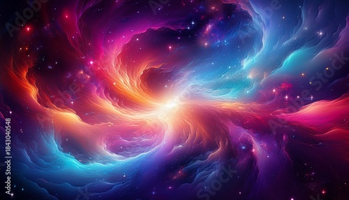 abstract cosmic nebula vibrant swirling colors and sparkling stardust