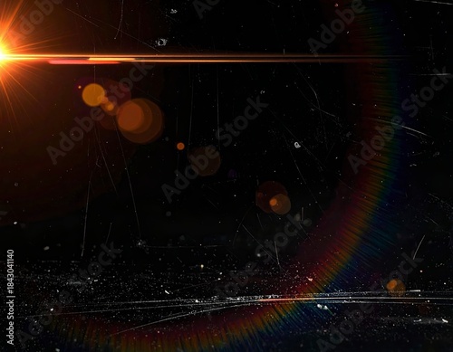 Abstract Red Light Streaks in Dark Space Background. Generated image