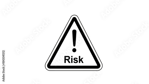 Warning triangle with the word 'Risk' inside, symbolizing potential danger or hazardous situations requiring caution and awareness