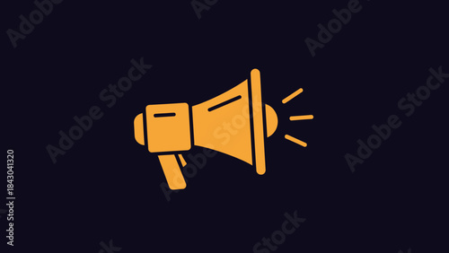 Vibrant orange megaphone icon on a dark background, representing clear communication, powerful announcements, and effective marketing strategies for diverse digital platforms