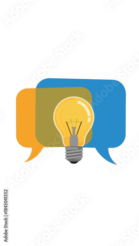 Creative Idea Generation and Communication Concept Light Bulb Inside Speech Bubbles