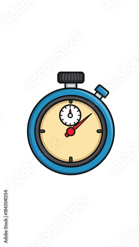 Illustration of a blue stopwatch with a red hand pointing to 30, symbolizing time measurement and the concept of urgency or a deadline