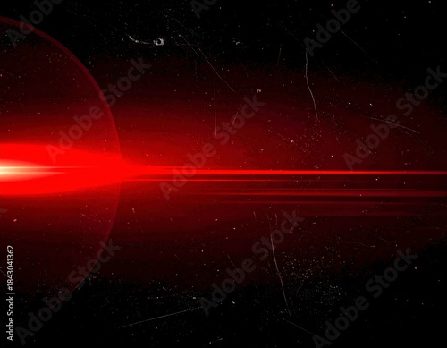 Abstract Red Light Streaks in Dark Space Background. Generated image