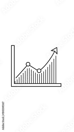 A simple line and bar graph illustration showing an upward trend, indicating growth and positive progress on a white background