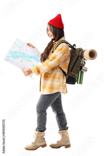 Female guide with city map ...