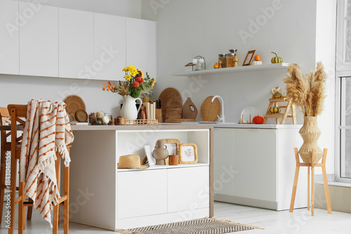 Interior of light kitchen w...