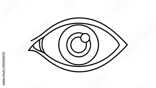 Sleek minimalist line art vector icon depicting a human eye, perfect for illustrating concepts of vision, observation, security, digital insight, and awareness in modern design projects