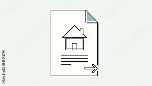 Document with House Icon and Arrow indicating completion or submission for real estate or legal matters