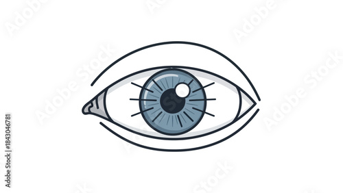 Close-up of a Human Eye with Blue Iris, Detailed Illustration of Vision and Sight