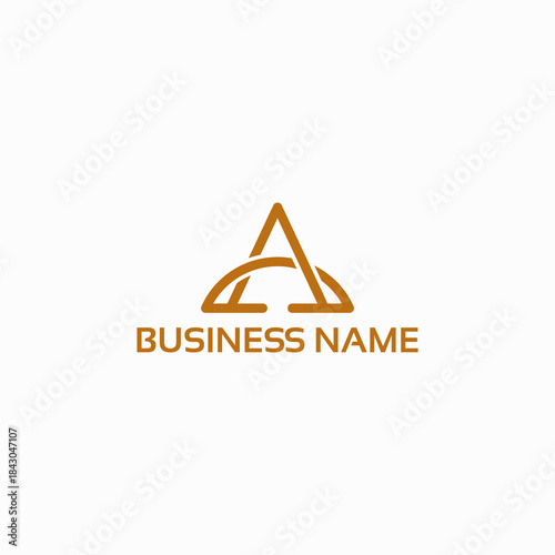 Elegant Golden Letter A Logo with Arch and Business Name.