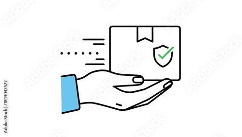 Swift and Secure Delivery: An icon depicts a hand offering a package, emphasizing fast and safe delivery, with a sense of assurance and reliability.