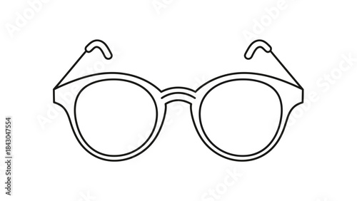 Clear Vision: Simple outline of glasses designed for visual clarity, perfect for illustrating the concept of improved eyesight or fashionable eyewear.