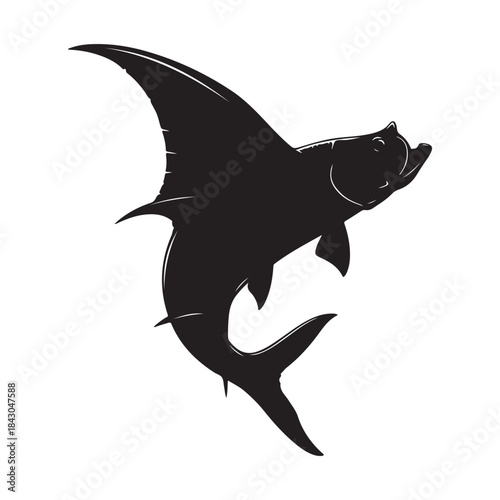 Silhouette illustration of a tarpon fish, a popular sport fishing species