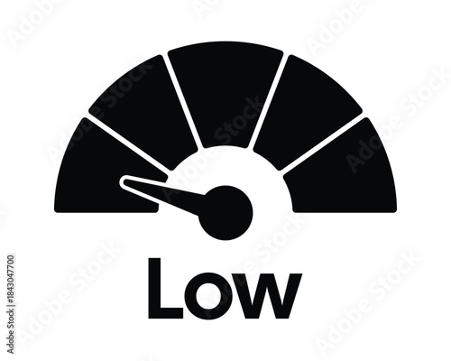 Low Risk Gauge Icon – Five-Segment Meter Pointing Left – High Quality Vectorial Stock Image