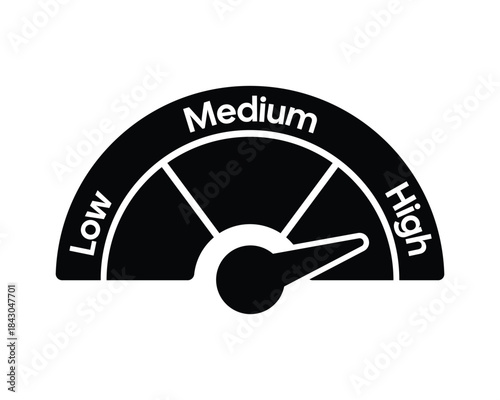 High Risk Gauge Icon – Semicircular Meter with Needle – High Quality Vectorial Stock Image