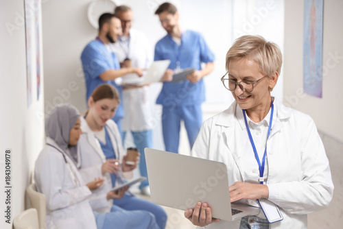 Female doctor working with ...