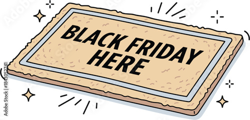 Black Friday Here Doormat Vector Illustration