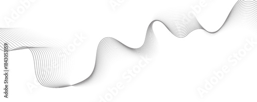 Abstract wave element for design. Digital frequency track equalizer. Stylized line art background. Vector illustration. Wave with lines created using blend tool. Curved wavy line, smooth stripe.
