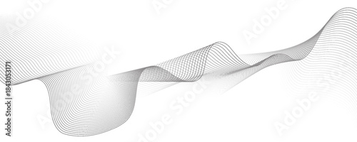 Abstract wave element for design. Digital frequency track equalizer. Stylized line art background. Vector illustration. Wave with lines created using blend tool. Curved wavy line, smooth stripe.