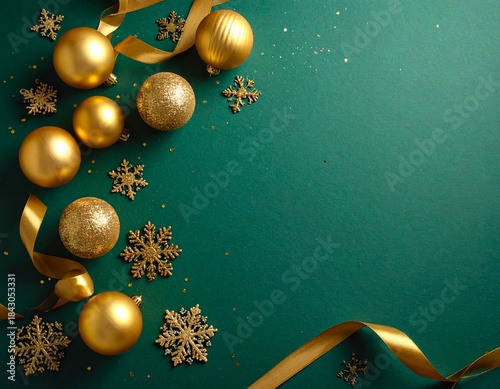 Merry Christmas greeting template with festive holiday atmosphere. Features elegant Christmas decorations, seasonal elements, and warm winter colors. Suitable for greeting cards, posters, banners, soc