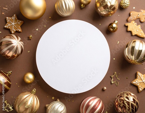 Merry Christmas greeting template with festive holiday atmosphere. Features elegant Christmas decorations, seasonal elements, and warm winter colors. Suitable for greeting cards, posters, banners, soc