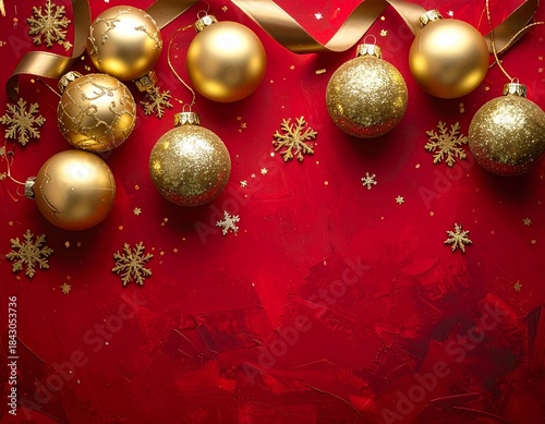 Merry Christmas greeting template with festive holiday atmosphere. Features elegant Christmas decorations, seasonal elements, and warm winter colors. Suitable for greeting cards, posters, banners, soc