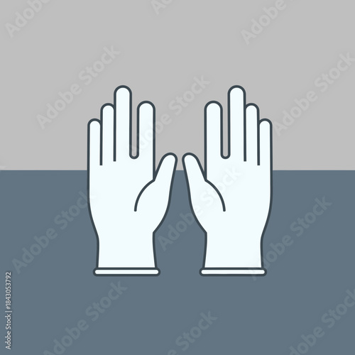 Two white gloves are displayed side by side with fingers pointing upwards.