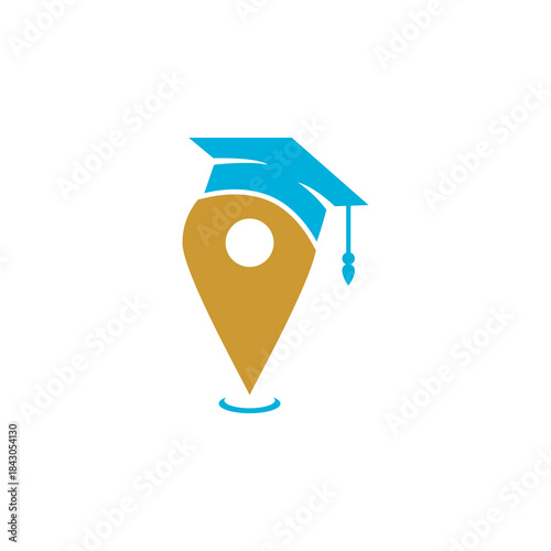 Education Location Pin Logo with Graduation Cap