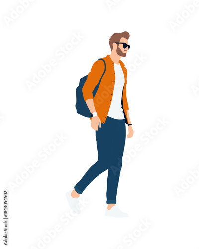 Flat vector people and illustration, man with casual outfit